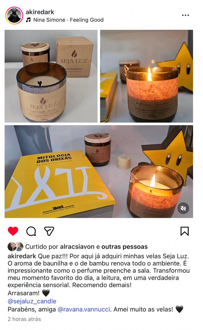 Vela aromática acesa